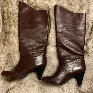 Tall brown/red leather boots 5.5